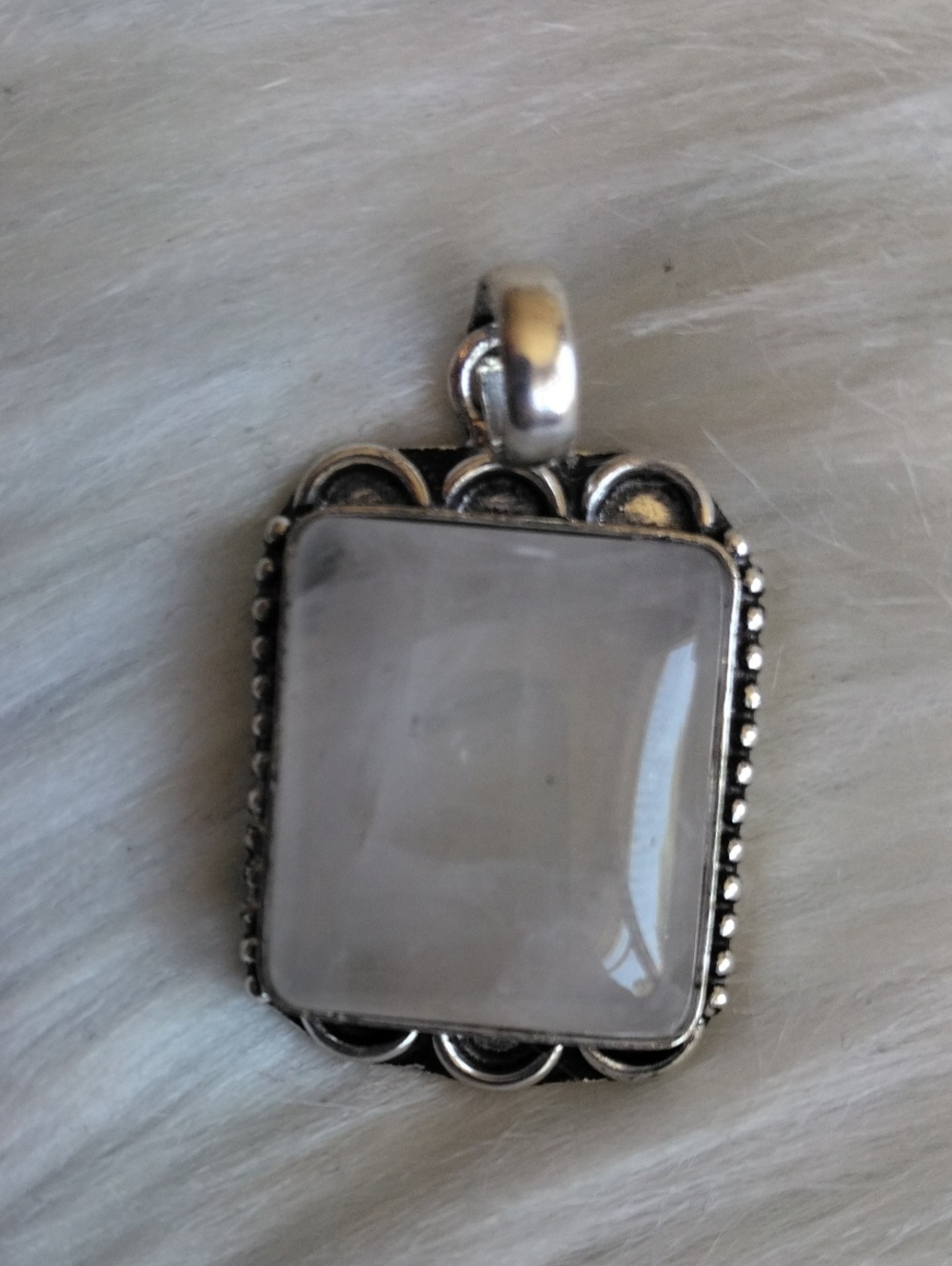 Beautiful Clear Quartz Silver Plated Gemstone Necklace Pendant